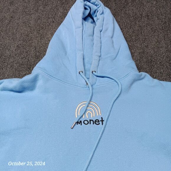 Monet Skateboards Hoodie Adult Large Blue Pullover Sweatshirt Painted‎ - Picture 2 of 8